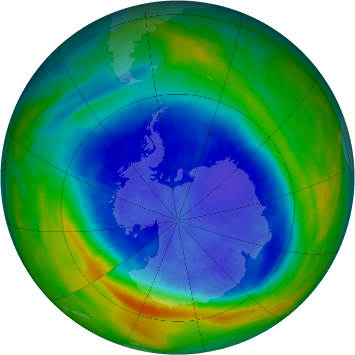 Antarctic ozone map for 12 September 1990